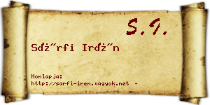 Sárfi Irén névjegykártya