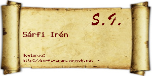 Sárfi Irén névjegykártya